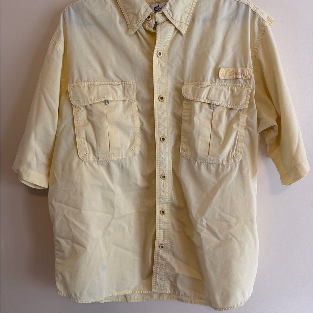 Light Yellow Short Sleeve Button-Up Shirt
